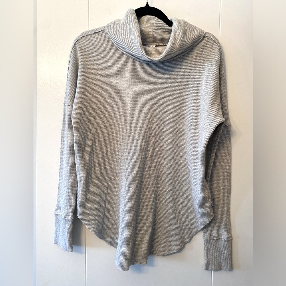 TNA- Cowl-neck Grey Waffle Knit